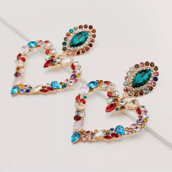 Sold//Nasty Gal Crystal Heart Earrings - Picture 4 of 11